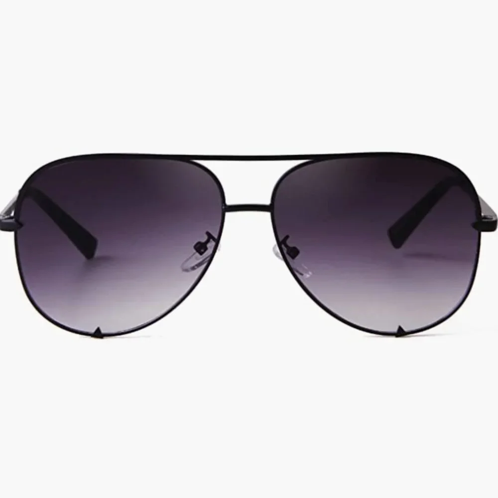 Black‎ Clear Ombre Gradient Aviator Pilot Sunglasses Oversized Retro Shades